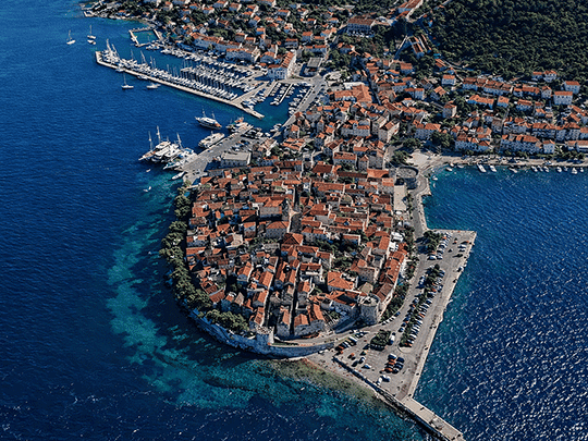 Korcula old town on the Dubrovnik to Split route