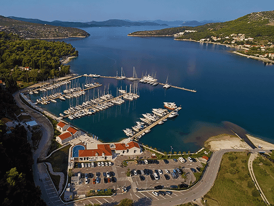 Slano bay and waterfront on the Dubrovnik to Split route